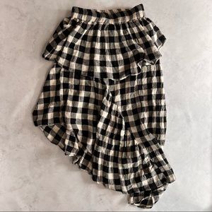 Deconstructed Midi Skirt in Gingham Plaid